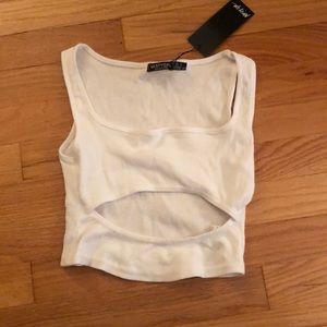White cut out crop top